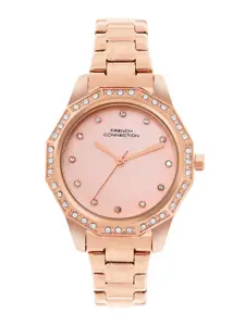 French Connection Women Stainless Steel Embellished Straps Analogue Watch FCU9RGM