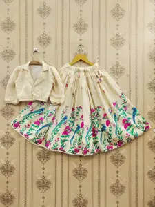 BAESD Girls Mukaish Printed Ready to Wear Lehenga & Choli