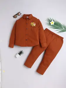 BAATCHEET Boys Embroidered Long Sleeves Pure Cotton Shirt With Trouser