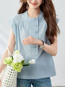 StyleCast Women Solid High Neck Cotton Top