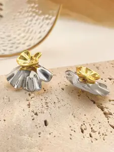 KRENOZ Rhodium-Plated Chunky Floral Studs
