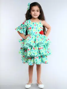 Pink Chick Print One Shoulder Fit & Flare Dress