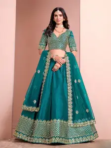 ODETTE Embellished Semi-Stitched Lehenga & Unstitched Blouse With Dupatta