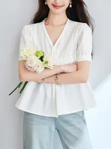 StyleCast Women V-Neck Short Sleeve Cotton Top