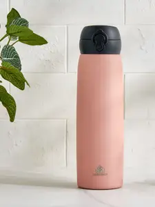 Home Centre Pink & Grey Single Stainless Steel Printed Water Bottle