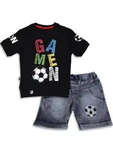 WORTON FASHION Printed Pure Cotton T-shirt & Shorts