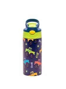 Adore Blue Single Stainless Steel Printed Double Wall Vacuum Water Bottle