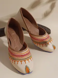 Anouk Women Embroidered Embellished Mojaris Flats