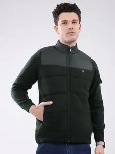 Monte Carlo Men Mock Collar Solid Lightweight Casual Bomber