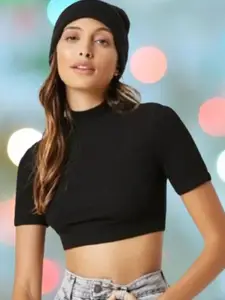 Dream Beauty Fashion Women High Neck Fitted Crop Top