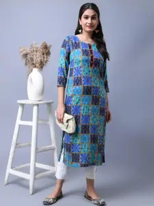 Anouk Women Printed Keyhole Neck Flared Sleeves Liva Kurta