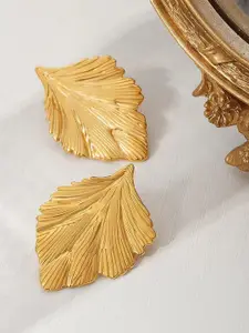 KRENOZ Gold-Plated Leaf Shaped Studs