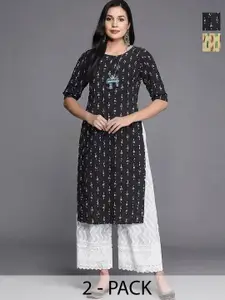 Anouk Rustic Selection Of 2 Women Geometric Printed Daily Straight Kurtas