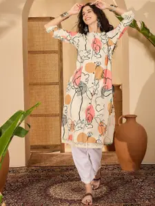 Sangria Women Floral Printed Cotton Kurta