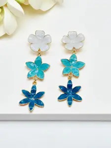 AVANT-GARDE PARIS Gold-Plated Enamelled Floral Dangle Drop Earrings