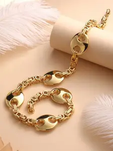 Cierra Stainless Steel 18 KT Gold-Plated Coffee Bean Shape Necklace