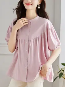 StyleCast Women Pink High Neck Regular Shirt Style Top