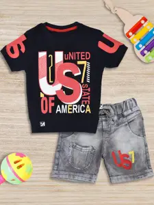 WORTON FASHION Printed Pure Cotton T-shirt & Shorts