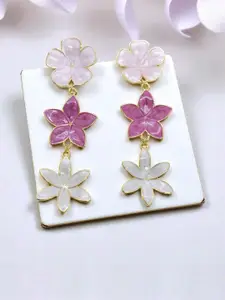 AVANT-GARDE PARIS Gold-Plated Enamelled Floral Dangle Drop Earrings