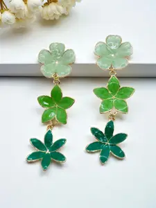 AVANT-GARDE PARIS Gold-Plated Enamelled Floral Dangle Drop Earrings