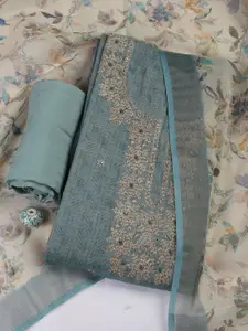 Meena Bazaar Floral Embroidered Zari Unstitched Dress Material