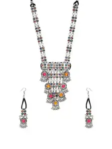 Sangria Women Necklace& Earrings Oxidised Jewellery Set