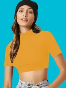 Dream Beauty Fashion Women High Neck Fitted Crop Top