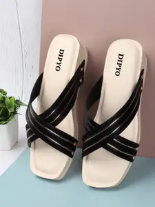 DIPYO Striped Wedge Sandals