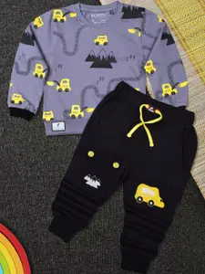 WORTON FASHION Printed Pure Cotton T-shirt & Joggers