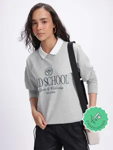 glitchez Embroidered Attached Collar Sweatshirt