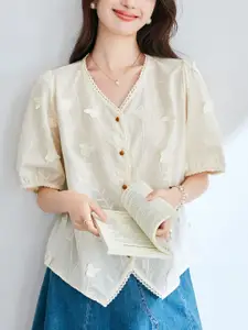 StyleCast Women V-Neck Short Sleeves Cotton Top