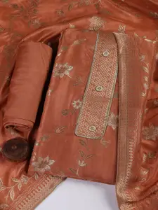 Meena Bazaar Floral Woven Design Zari Unstitched Dress Material