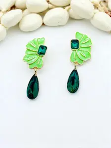 AVANT-GARDE PARIS Gold-Plated Crystals Studded Enamelled Floral Drop Earrings