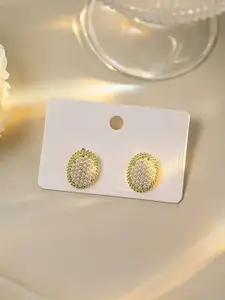 KRENOZ Gold-Plated Pearls Beaded Oval Studs