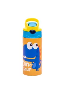 Adore Helios Yellow & Blue Printed Stainless Steel Double Wall Vacuum Water Bottle 350ml