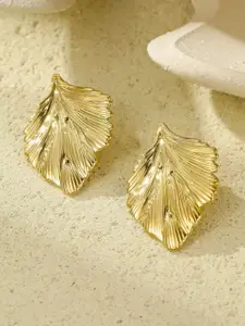 KRENOZ Gold-Plated Leaf Shaped Studs