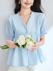 StyleCast Women Cotton V-Neck Short Sleeves Top