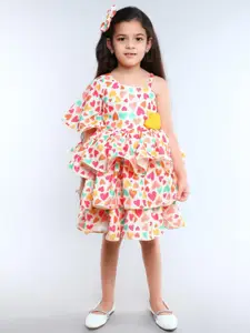 Pink Chick Print One Shoulder Fit & Flare Dress