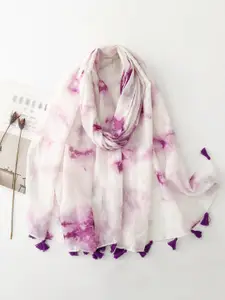QUECY Women Dyed Tasselled Border Scarf