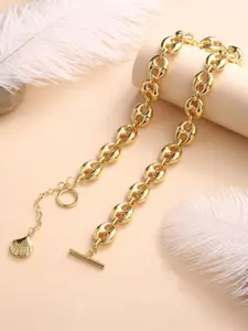 Cierra Stainless Steel 18 KT Gold-Plated Coffee Bean Shape Necklace