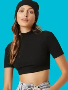 Dream Beauty Fashion Women High Neck Fitted Crop Top