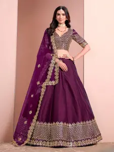 ODETTE Embellished Sequinned Semi-Stitched Lehenga & Unstitched Blouse With Dupatta