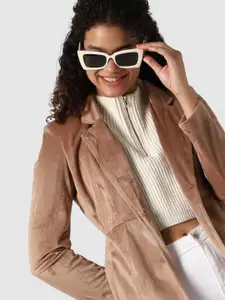 PINACOLADA Notched Lapel Single-Breasted Suede Blazer