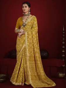 Stylum Bandhani Printed Gotta Patti Patola Saree