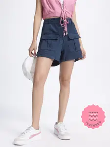 glitchez Women Straight Fit Corduroy Cargo Style Shorts