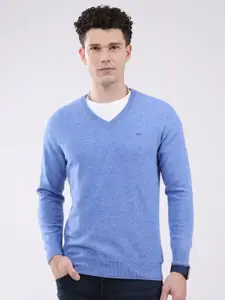 Monte Carlo Men Solid V-Neck Ribbed Pullover Sweater