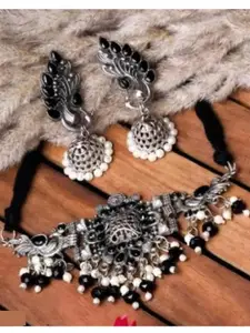 Sangria Women Necklace & Earrings Oxidised Jewellery Set