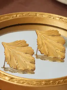 KRENOZ Gold-Plated Leaf Shaped Studs