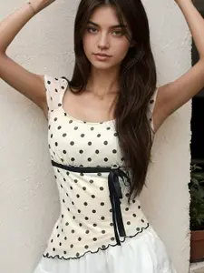 StyleCast Women Polka Dot Printed Fitted Top