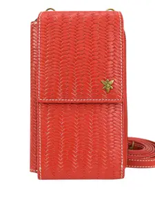 Anna by Anuschka Women Textured Herringbone Embossed Red Heritage RFID Zip Around Wallet